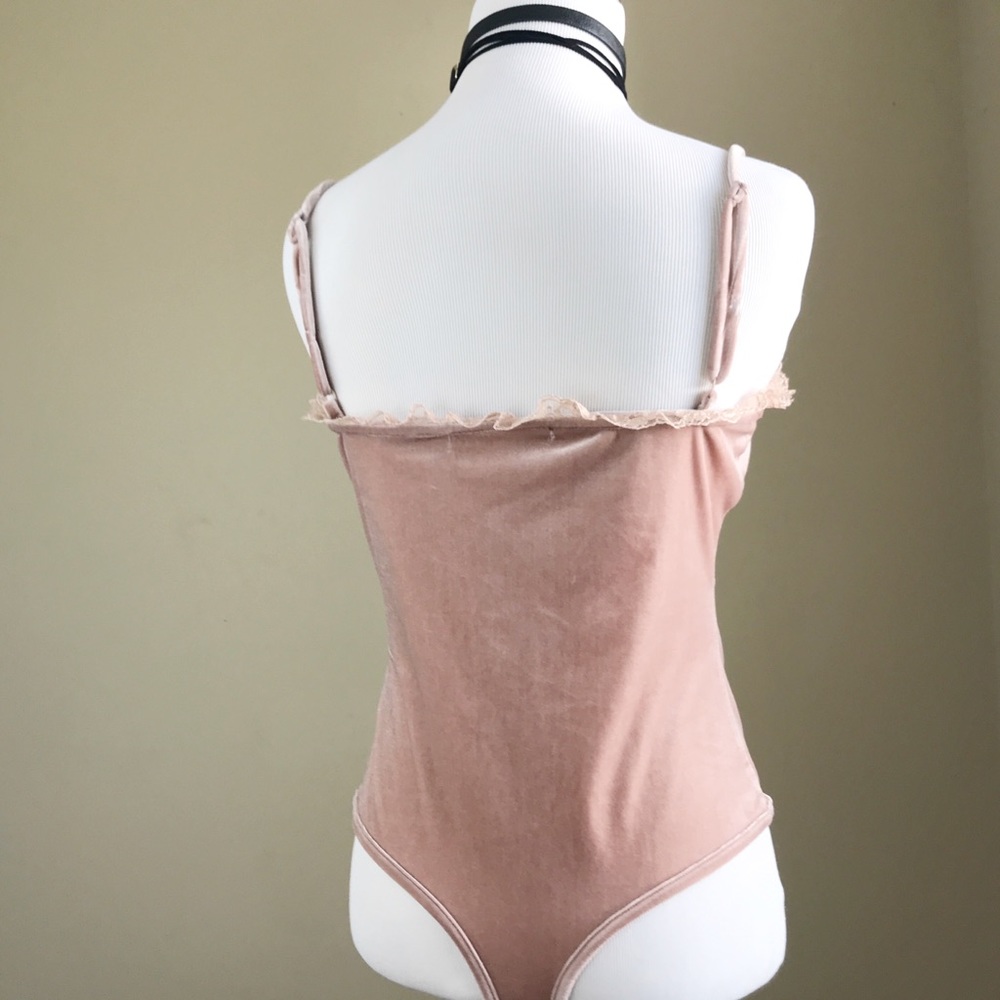 Romantic Dusty Pink Rose Velvet Bodysuit - Picture 5 of 8